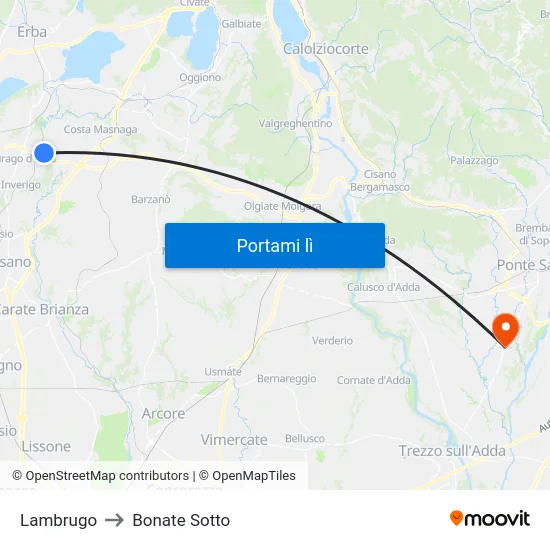 Lambrugo to Bonate Sotto map