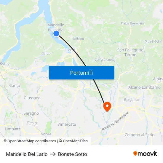 Mandello Del Lario to Bonate Sotto map