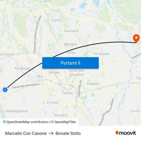 Marcallo Con Casone to Bonate Sotto map