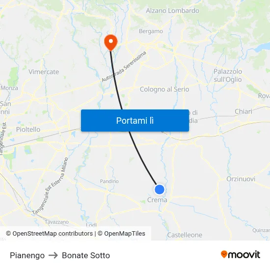 Pianengo to Bonate Sotto map