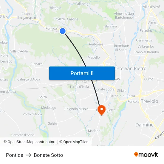 Pontida to Bonate Sotto map