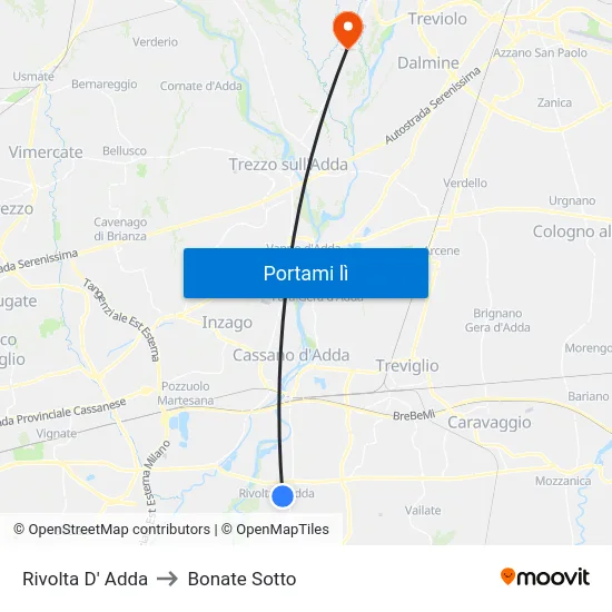 Rivolta D' Adda to Bonate Sotto map