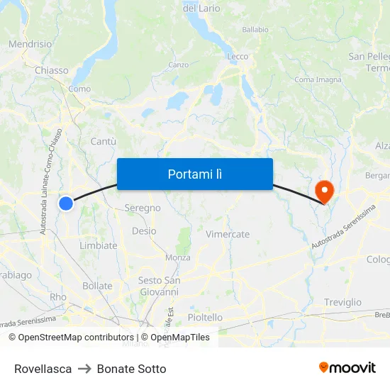 Rovellasca to Bonate Sotto map