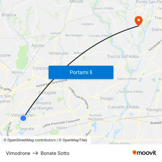 Vimodrone to Bonate Sotto map