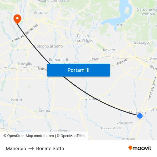 Manerbio to Bonate Sotto map