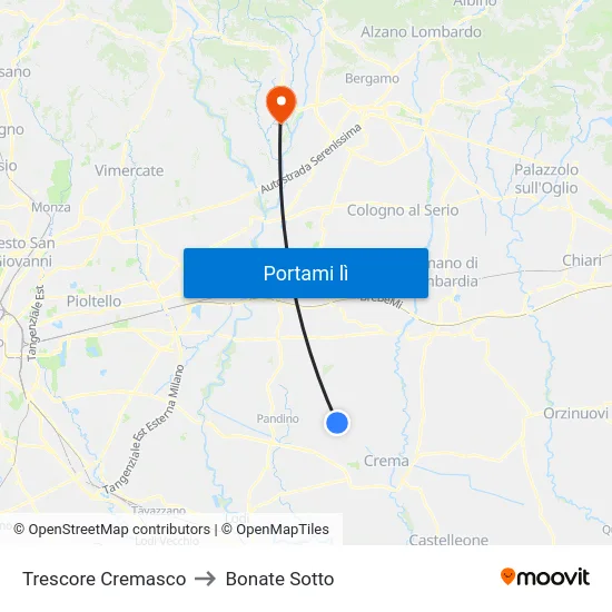 Trescore Cremasco to Bonate Sotto map