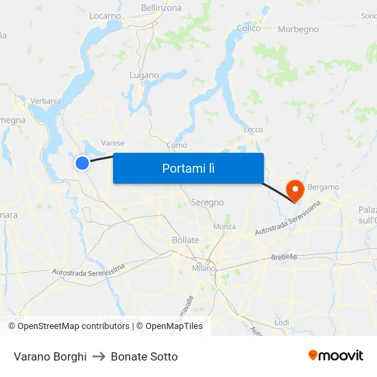 Varano Borghi to Bonate Sotto map