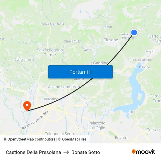 Castione Della Presolana to Bonate Sotto map