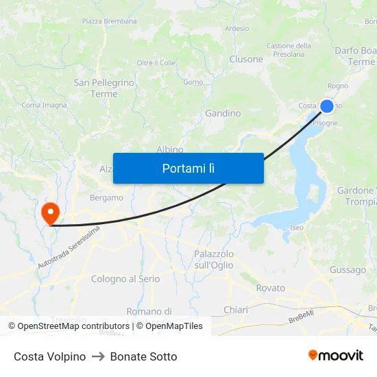 Costa Volpino to Bonate Sotto map