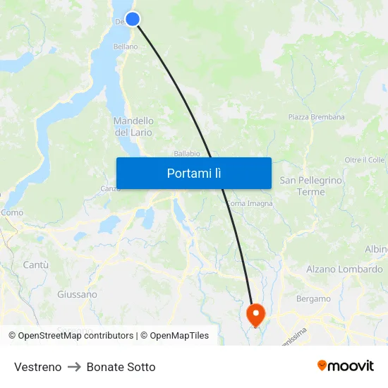 Vestreno to Bonate Sotto map