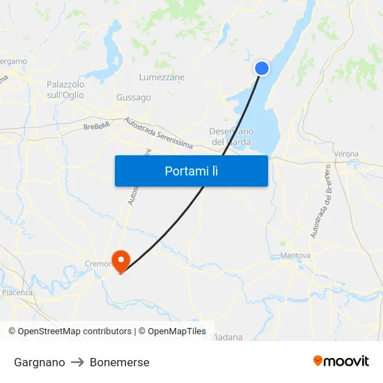 Gargnano to Bonemerse map