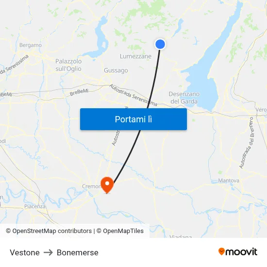 Vestone to Bonemerse map