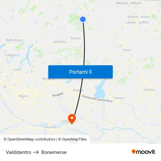 Valdidentro to Bonemerse map