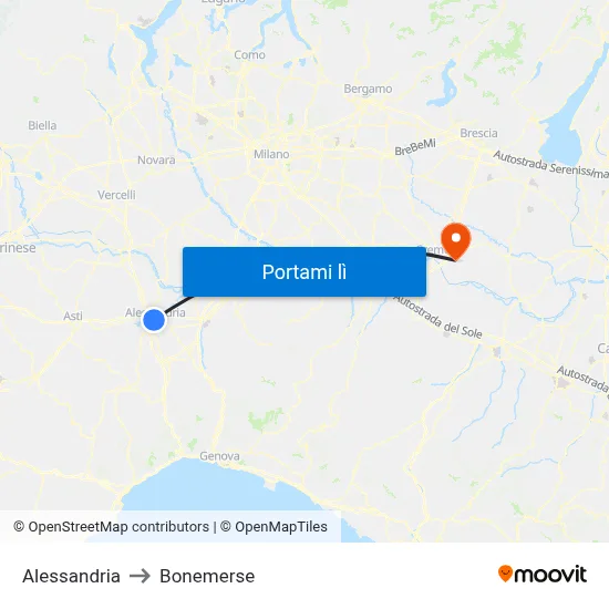 Alessandria to Bonemerse map