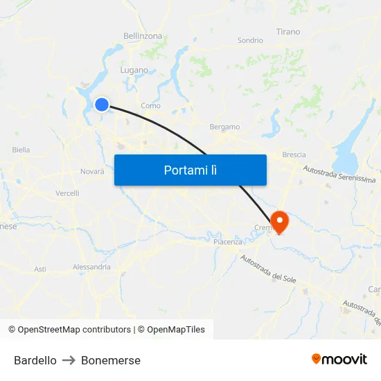 Bardello to Bonemerse map