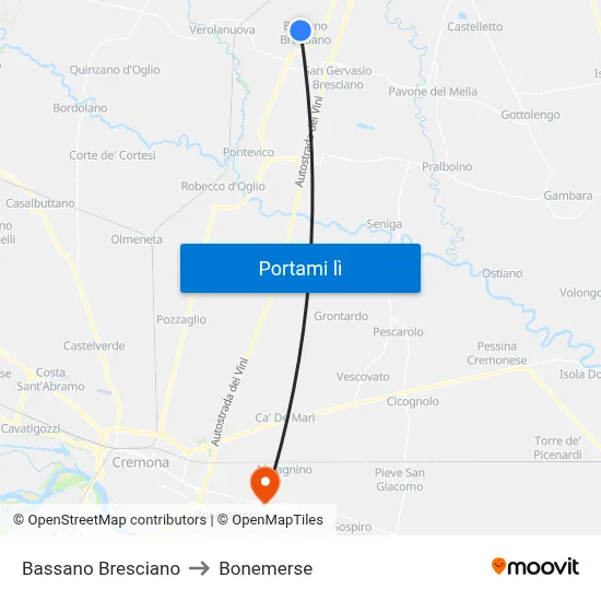 Bassano Bresciano to Bonemerse map