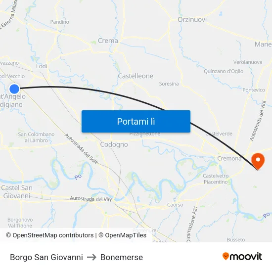 Borgo San Giovanni to Bonemerse map