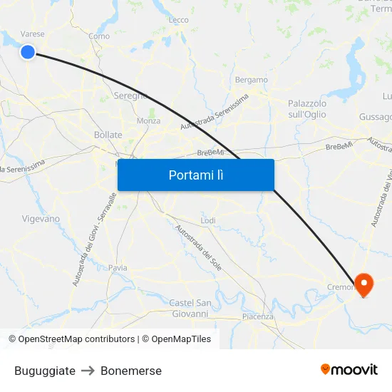 Buguggiate to Bonemerse map