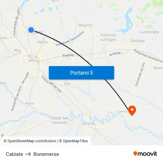 Cabiate to Bonemerse map