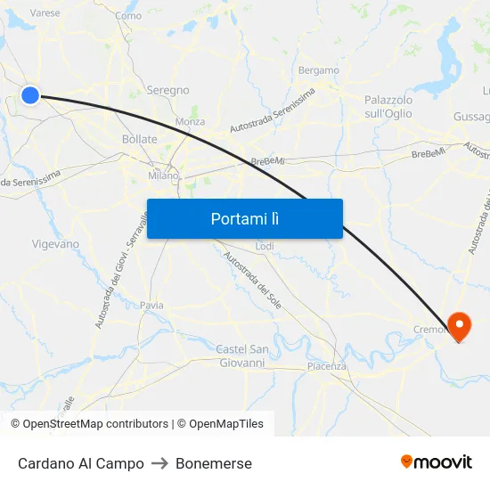 Cardano Al Campo to Bonemerse map
