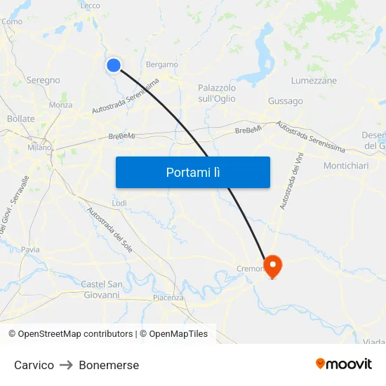 Carvico to Bonemerse map
