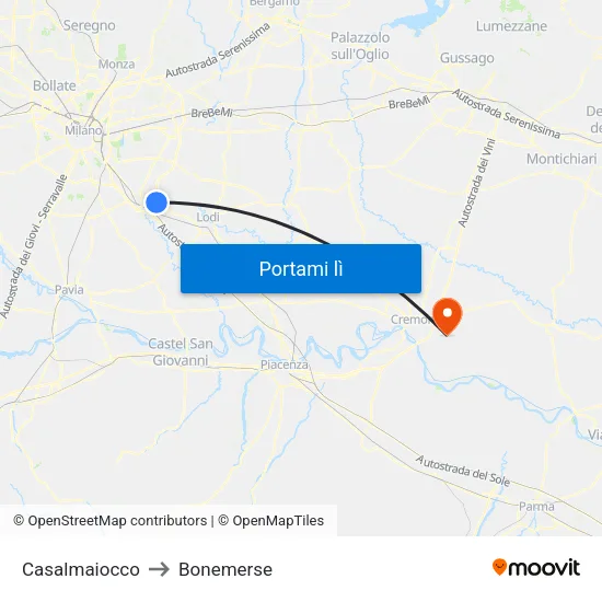 Casalmaiocco to Bonemerse map