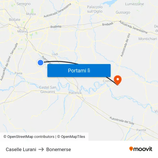 Caselle Lurani to Bonemerse map