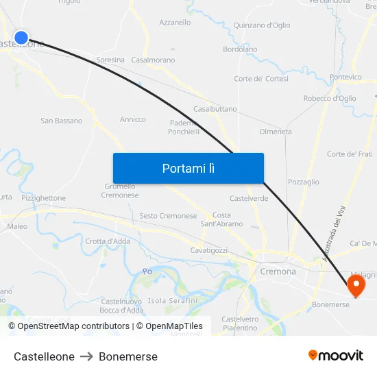 Castelleone to Bonemerse map