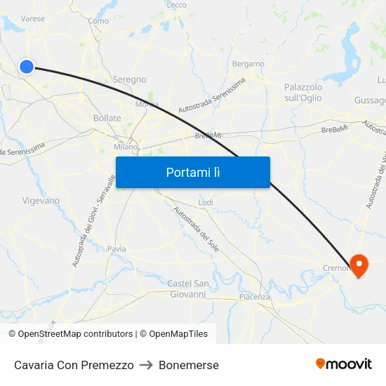 Cavaria Con Premezzo to Bonemerse map