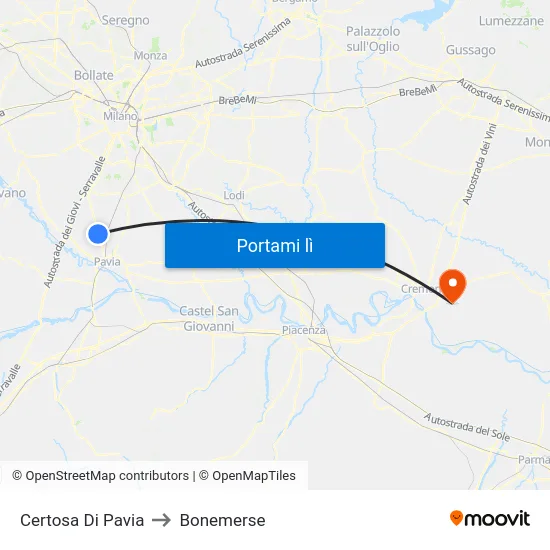 Certosa Di Pavia to Bonemerse map