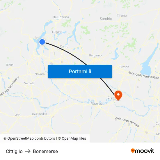 Cittiglio to Bonemerse map