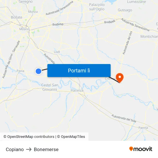 Copiano to Bonemerse map