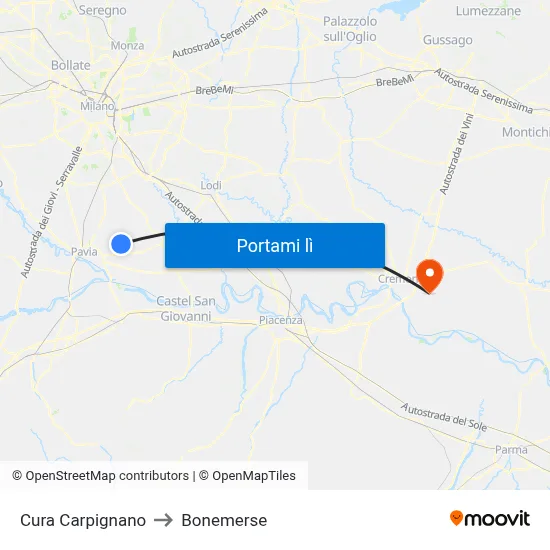 Cura Carpignano to Bonemerse map