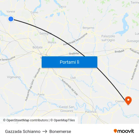 Gazzada Schianno to Bonemerse map