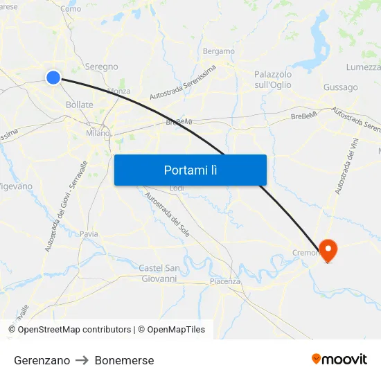 Gerenzano to Bonemerse map