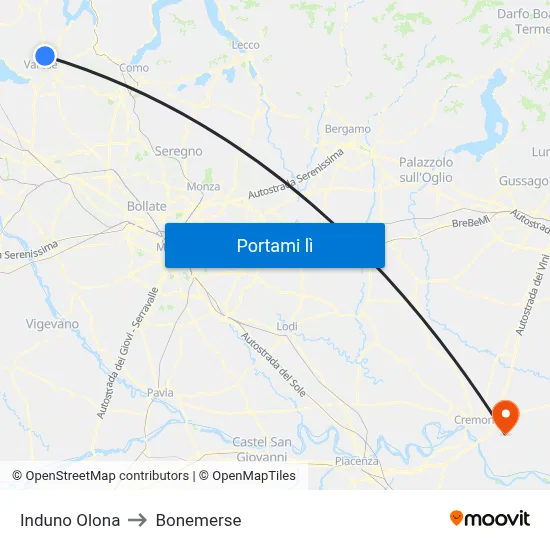 Induno Olona to Bonemerse map