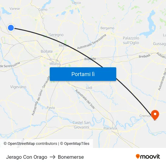 Jerago Con Orago to Bonemerse map
