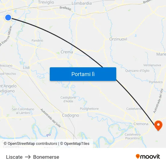 Liscate to Bonemerse map