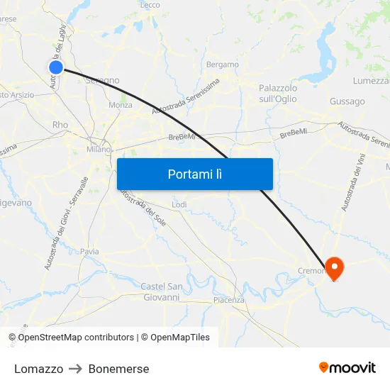 Lomazzo to Bonemerse map