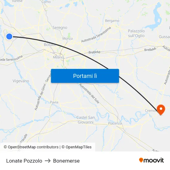Lonate Pozzolo to Bonemerse map