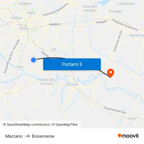 Marzano to Bonemerse map