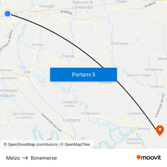 Melzo to Bonemerse map
