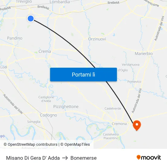 Misano Di Gera D' Adda to Bonemerse map