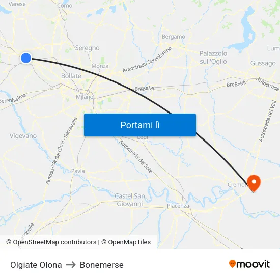 Olgiate Olona to Bonemerse map