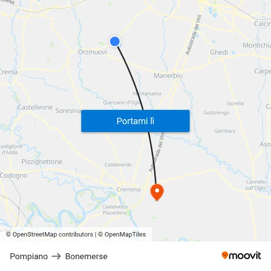 Pompiano to Bonemerse map