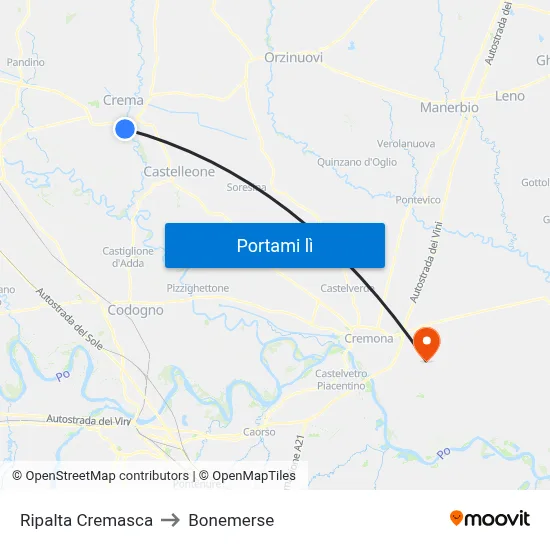 Ripalta Cremasca to Bonemerse map