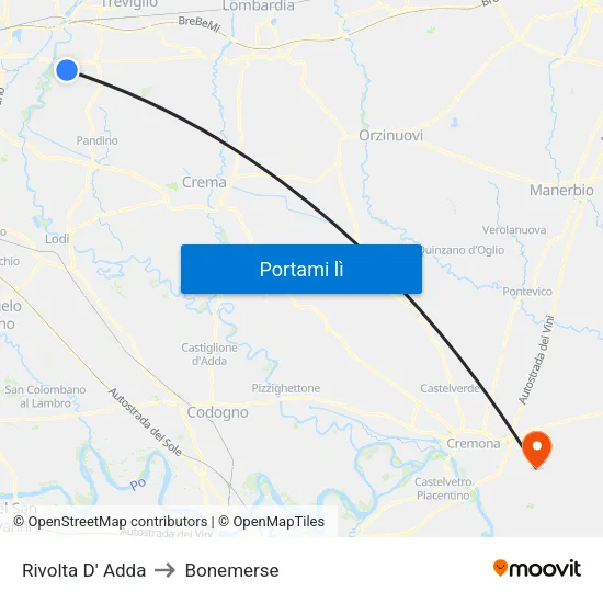 Rivolta D' Adda to Bonemerse map