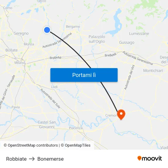 Robbiate to Bonemerse map