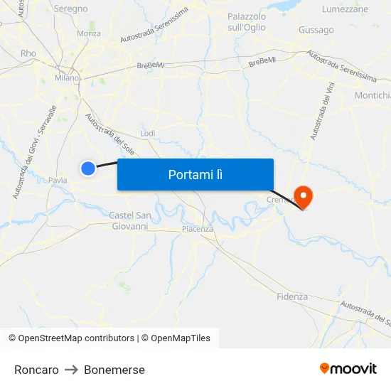 Roncaro to Bonemerse map