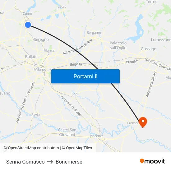 Senna Comasco to Bonemerse map